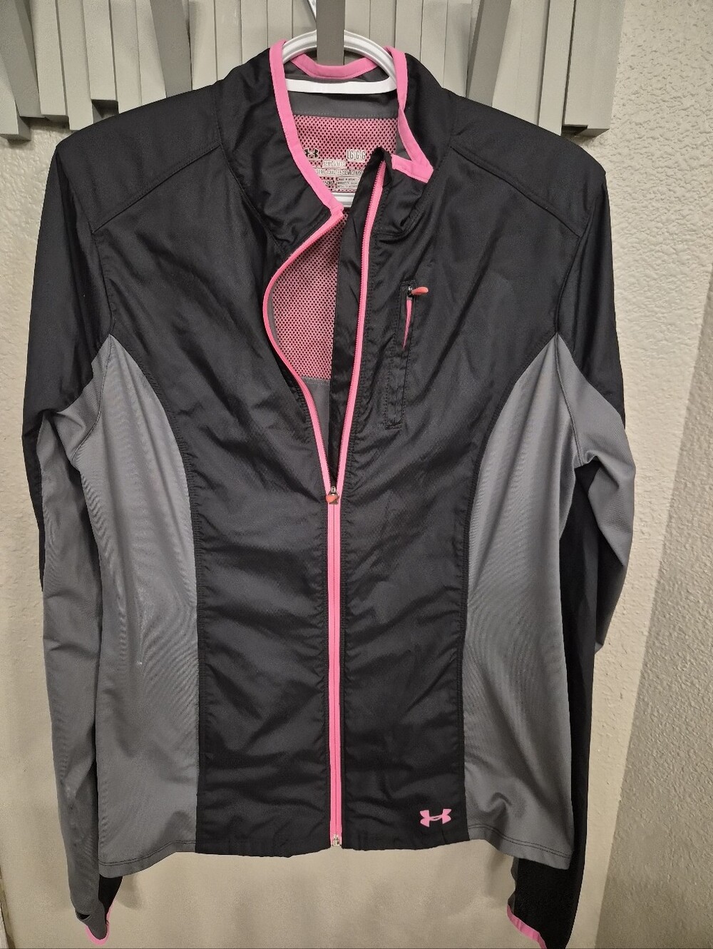 Under Armour ColdGear Running Jacket Black Gray Pink Size L